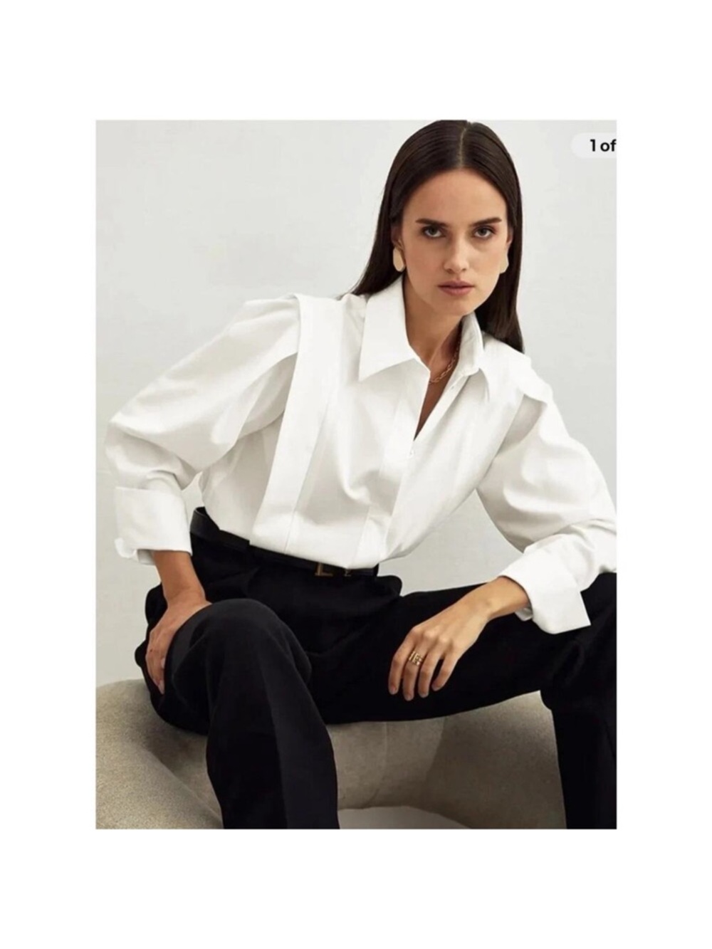 Commense White Button-Down Shirt with Structured Collar